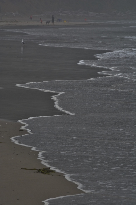 the water sliding into shore